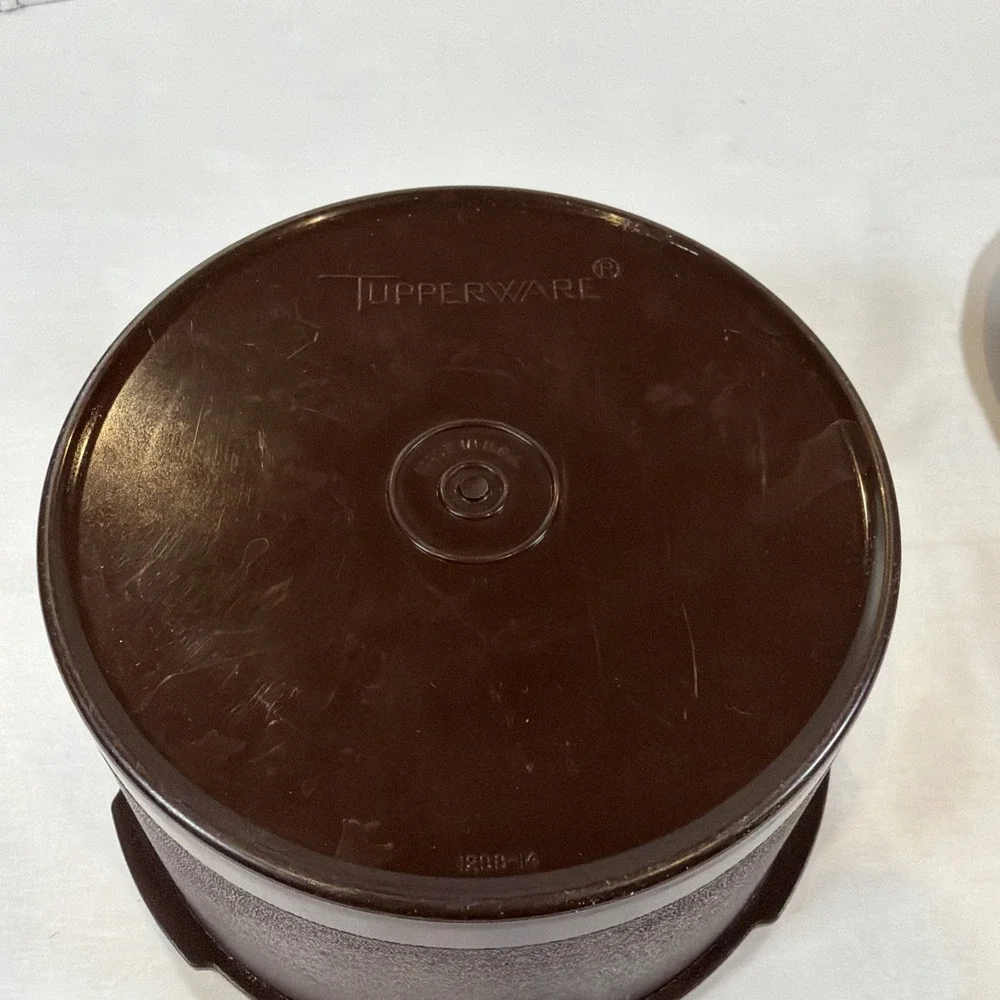 Vintage Tupperware Servalier Canister Brown‎ 1298-14 Kitchen Storage Retro